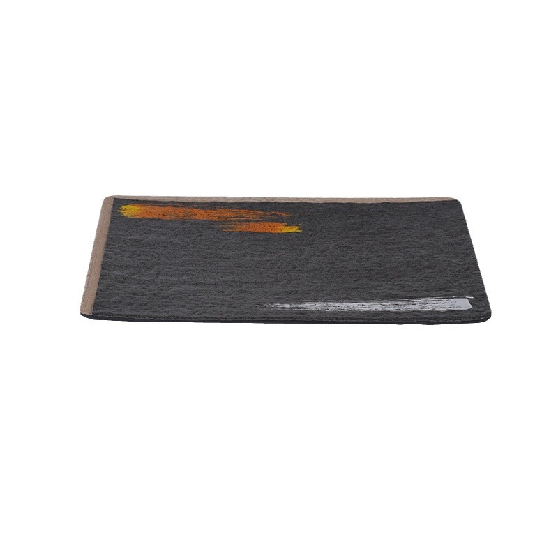 Rectangular commercial melamine plastic retro creative and personalized tableware for barbecue restaurants, imitation porcelain hot pot plates Item Picture