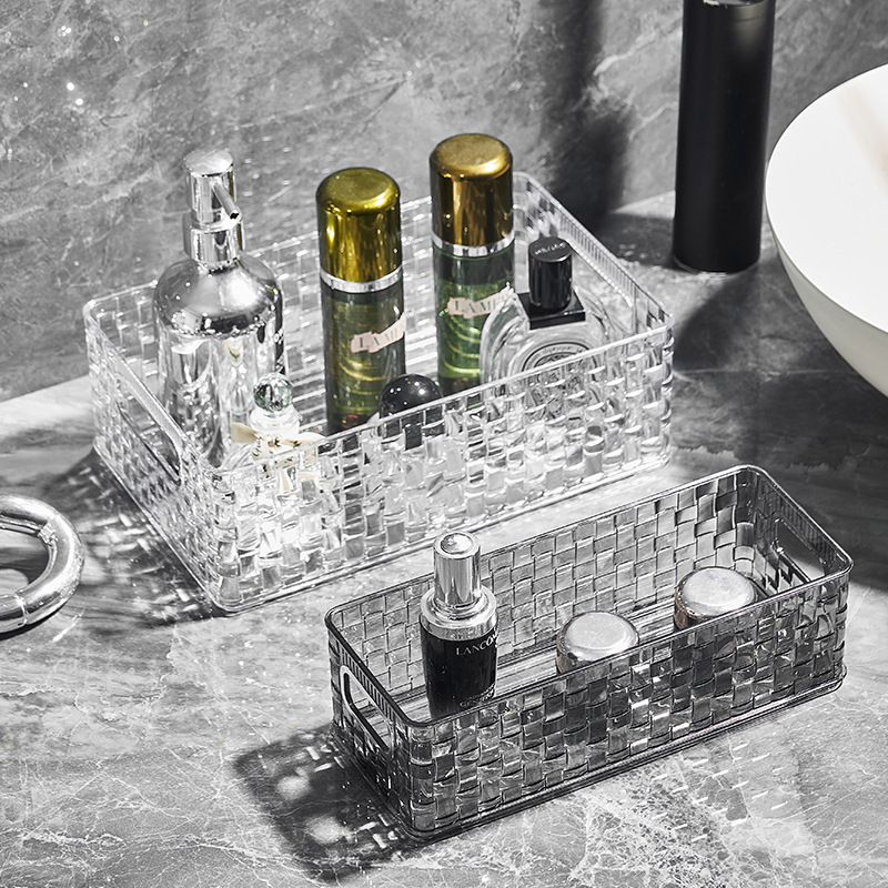 Desktop, bathroom storage box, dressing table, cosmetics, skin care products, sundries, coffee table, storage basket, rectangular shape Specification drawing