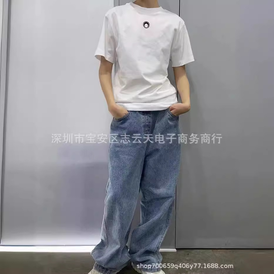 Spring/Summer 2022 short-sleeved T-shirt for men and women, loose embroidered letter round-neck short-sleeved shirt top details Picture