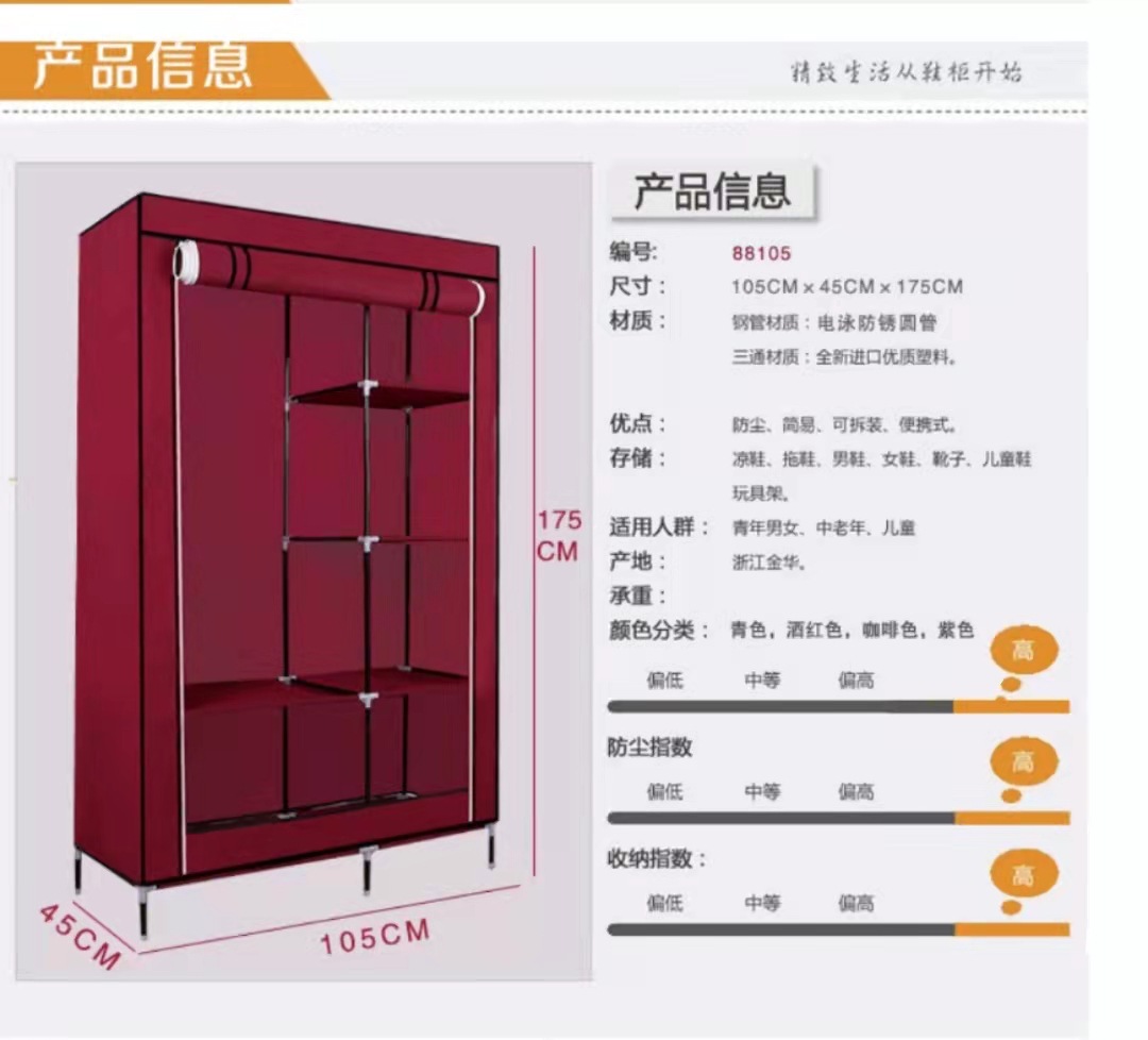 New Korean-Style Non-Woven Wardrobe Combination Overall Simple Wardrobe Large Zipper Dustproof Wardrobe Factory Direct Supply details Picture