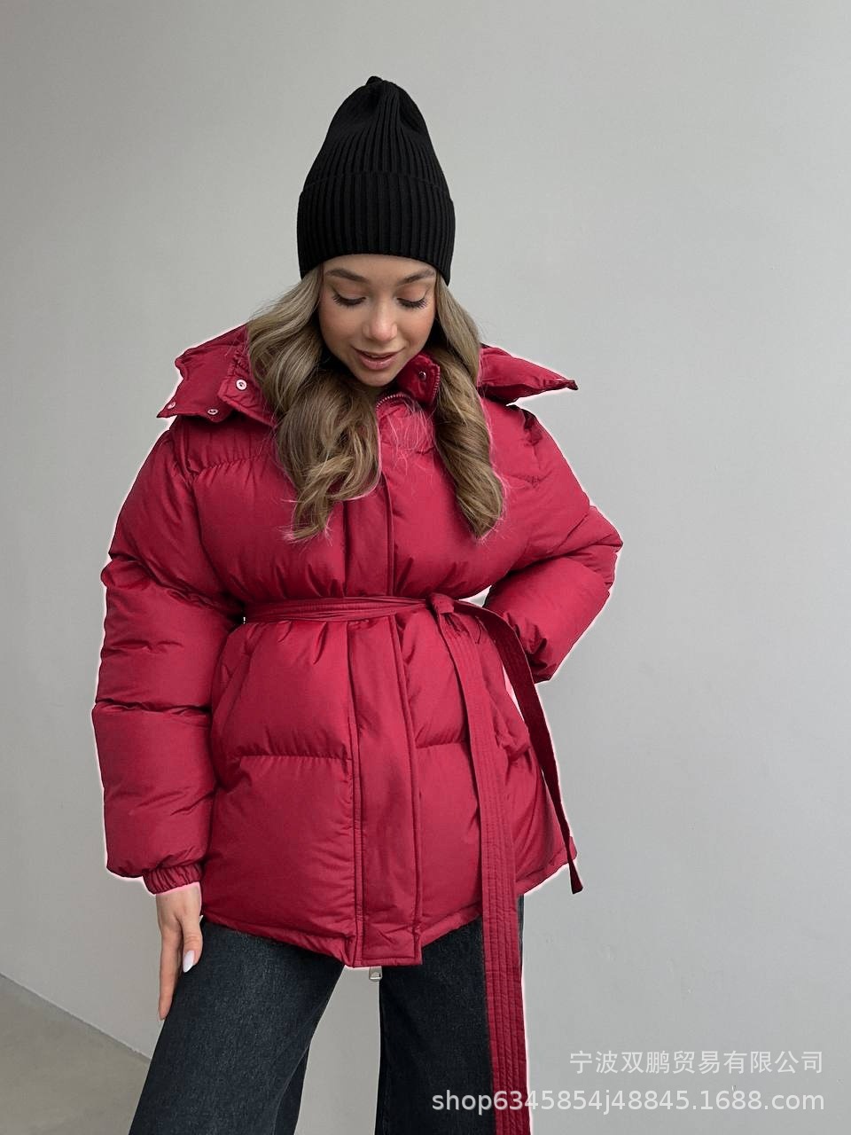 European and American style 2025 casual waist-cinching slimming hooded mid-length bread cotton-padded jacket for women, thickened cotton-padded jacket jacket in brown pic 18