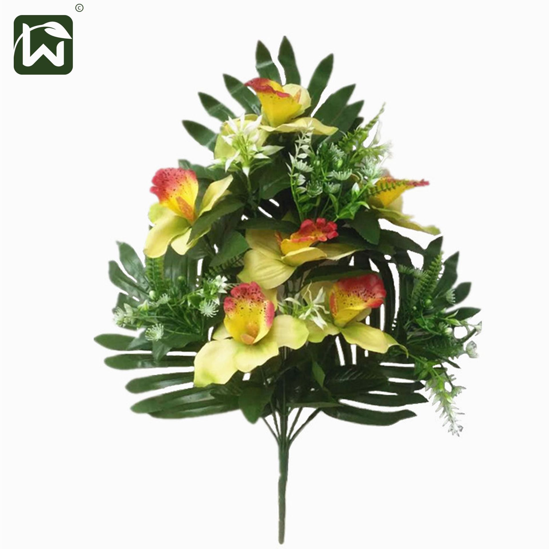 Factory direct sales of fan-shaped artificial roses, wedding and home decoration flower arrangements, flower art, artificial flowers wholesale, 12-head lilies
