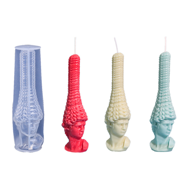 diy水晶滴胶模具长头大卫人像香薰蜡烛硅胶模具跨境专供制冰模具