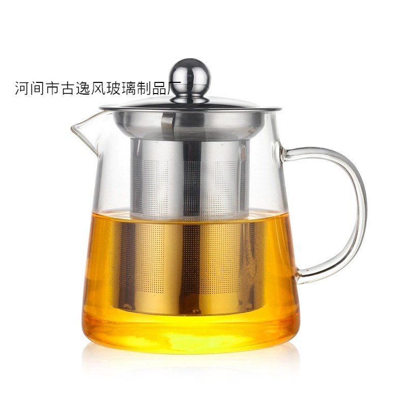 跨境专供 加厚耐热玻璃茶壶耐高温泡茶壶不锈钢过滤花茶壶家用详情1