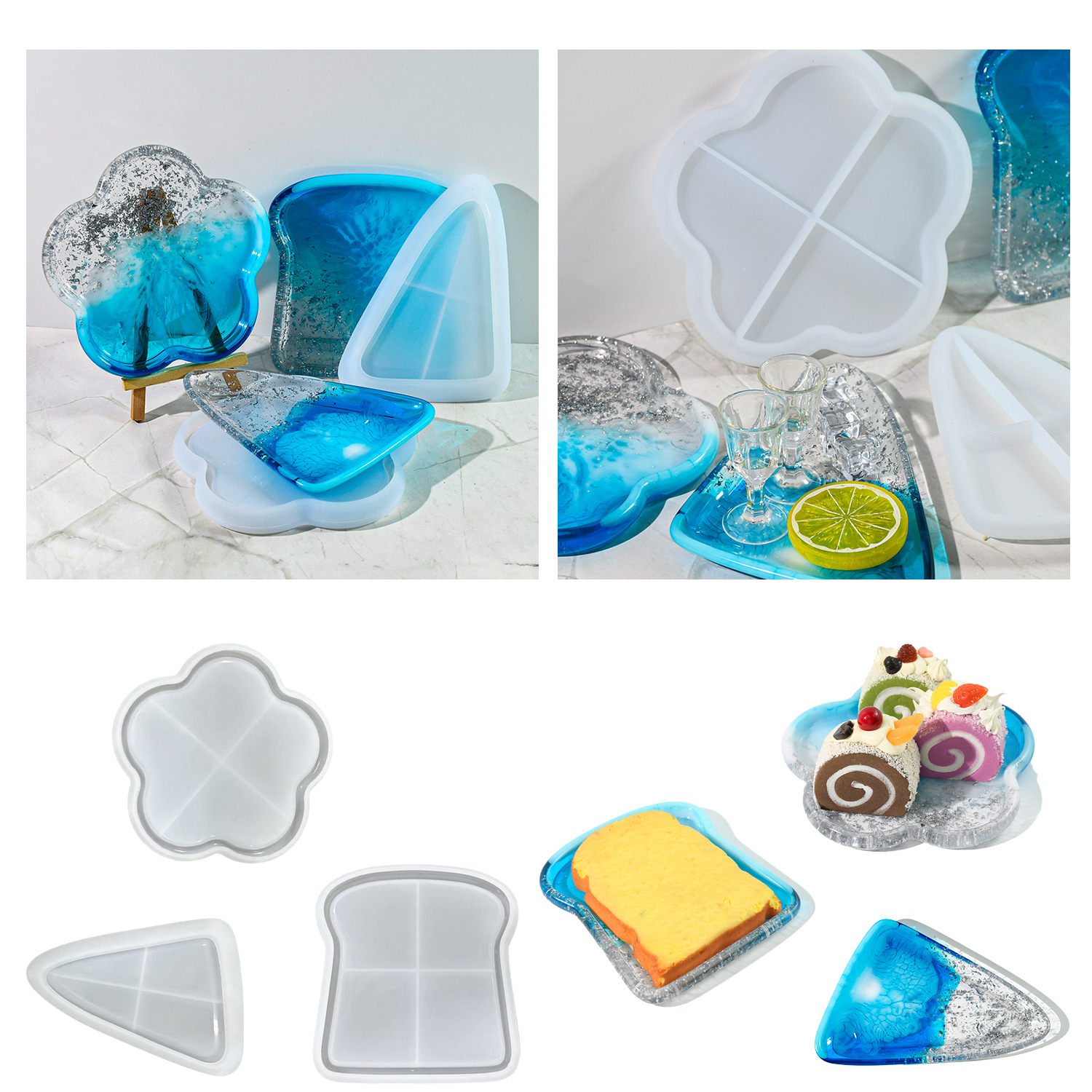 diy glue mold cheese tray silicone mold Kitchen storage dish resin mold