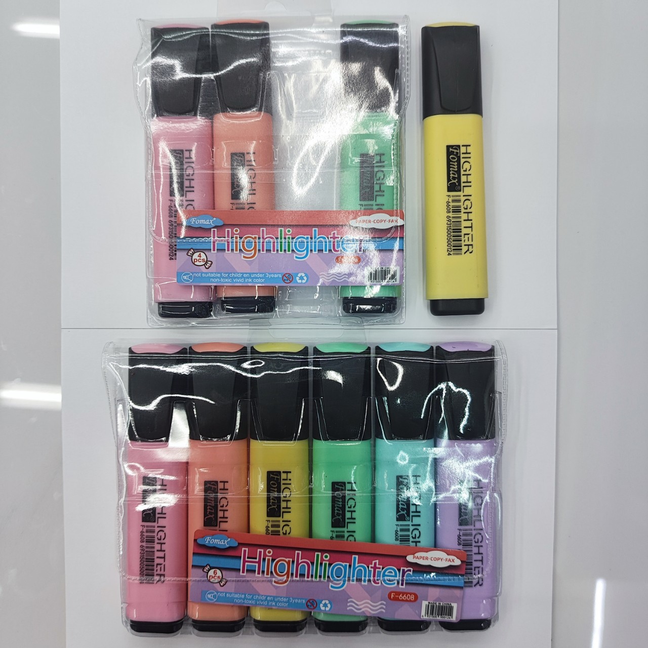 F-6608Fomax Inclined Head Cutter Head 6 Color Bright Color Macaron Color Pvc Bag Environmental Highlighter