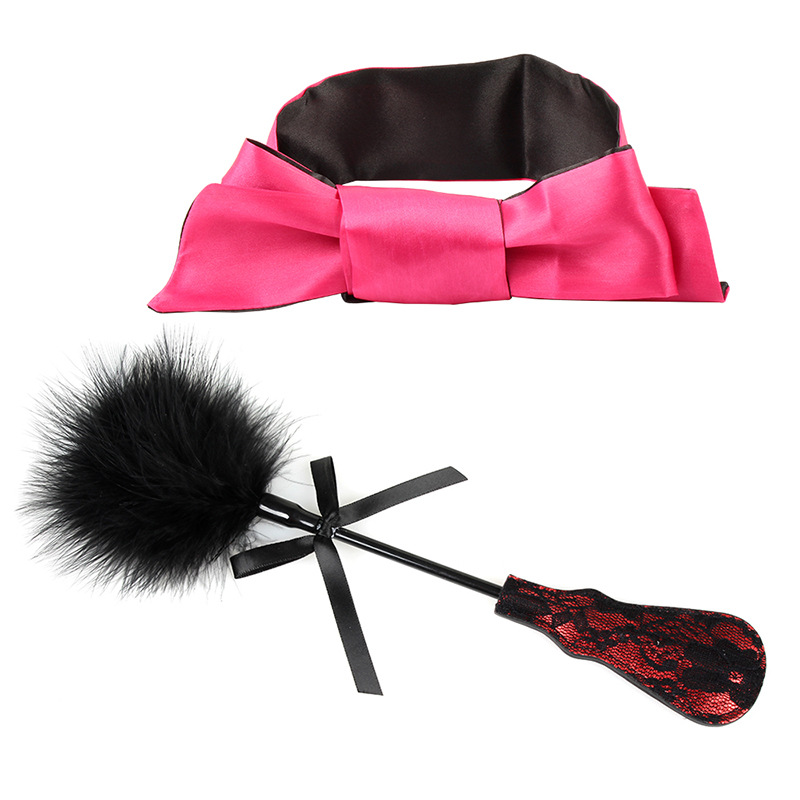 sm Couple Lace feather hand Patting Eye Mask set couple bed game tease feather adult sex toys details Picture