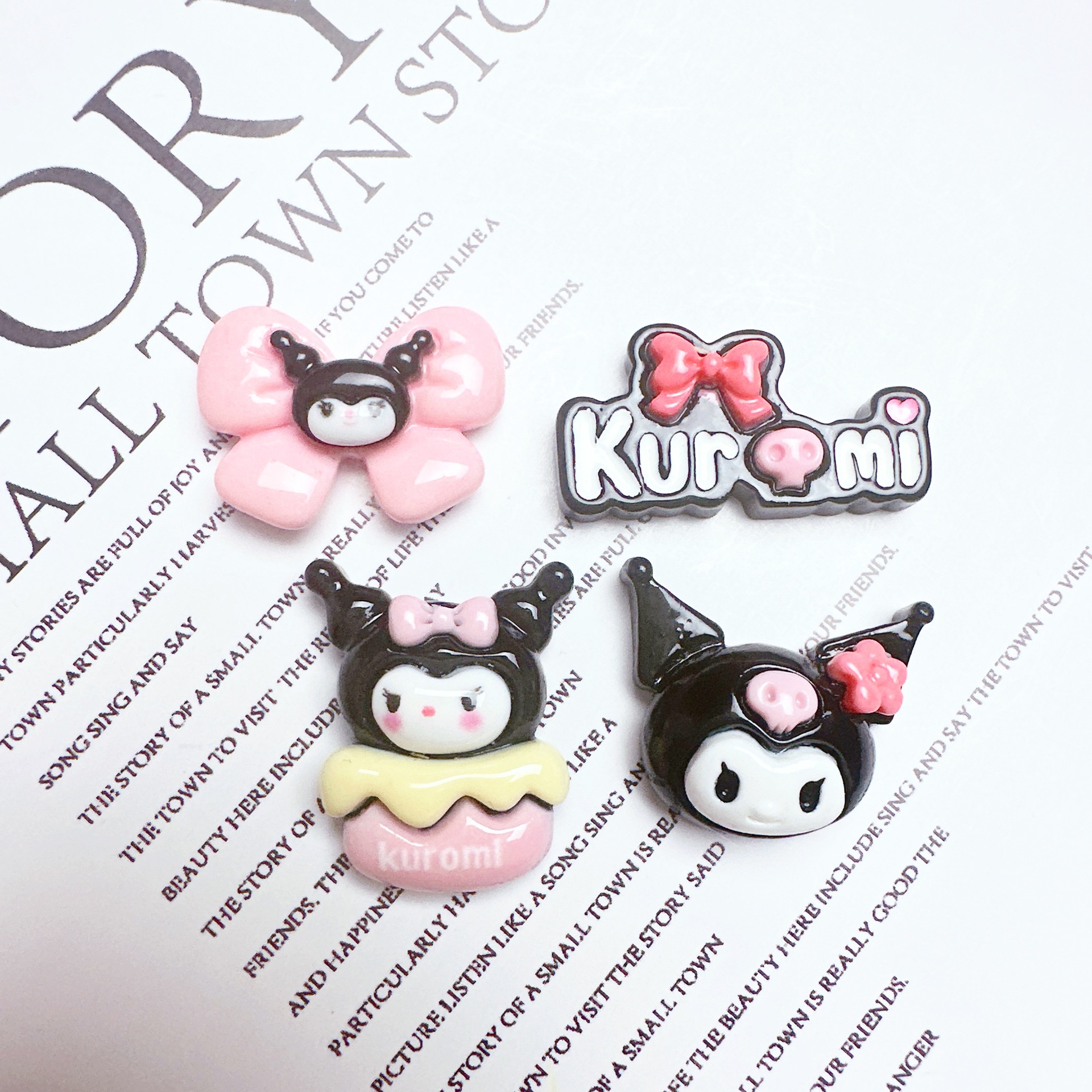Black Glossy Mimi Cartoon Accessories Resin Accessories Phone Case Diy Hairpin Cream Glue Accessories Specification drawing