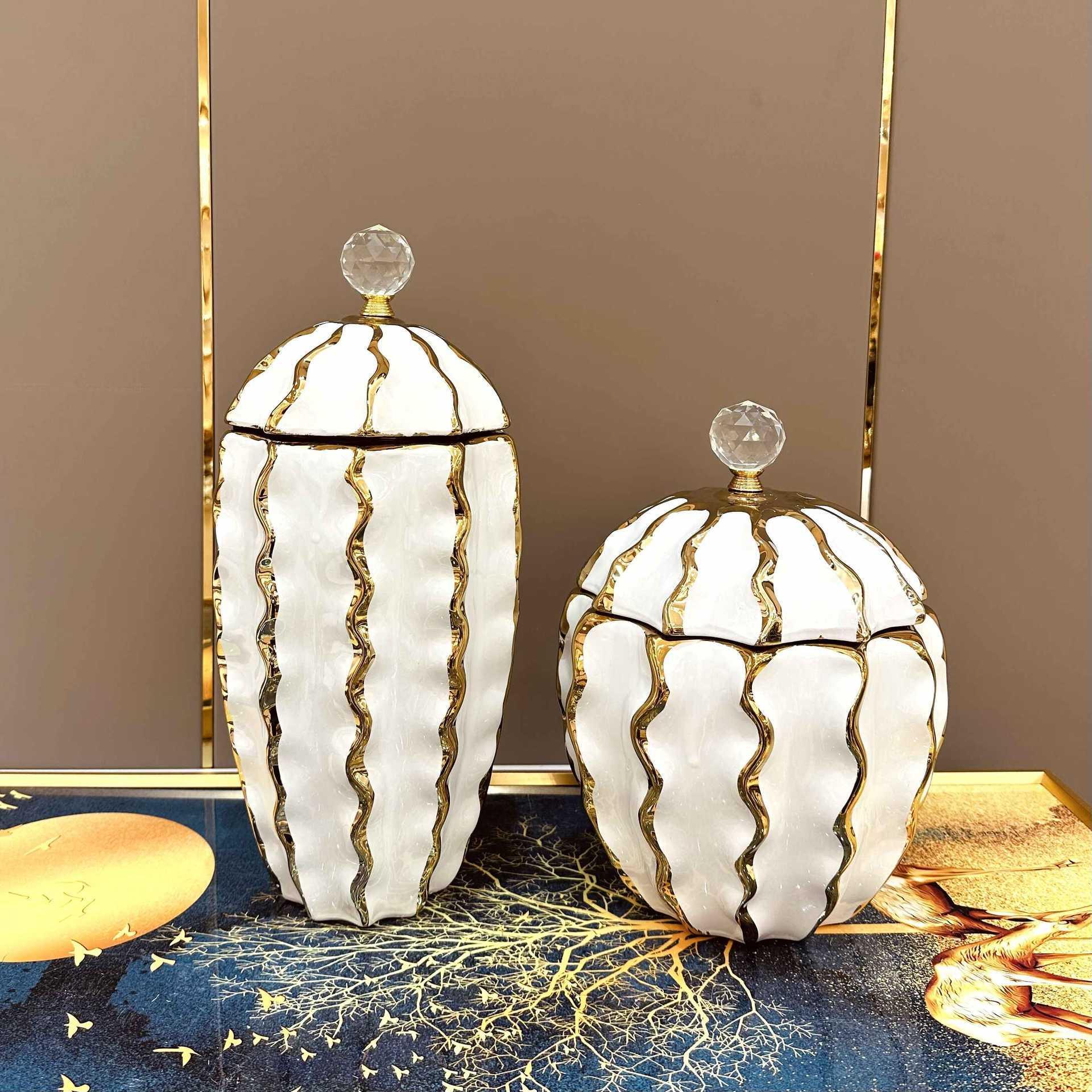 General can vase decoration light luxury process model room export European plated gold ceramic soft decoration porch decoration watermelon pattern gold-plated ceramic vase Application Scenario