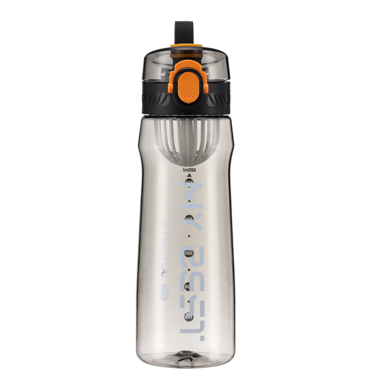 Simple, portable, high-temperature resistant straw, plastic cup, large water bottle, summer women and men's hand-held large-capacity water cup, 680ml Item Picture