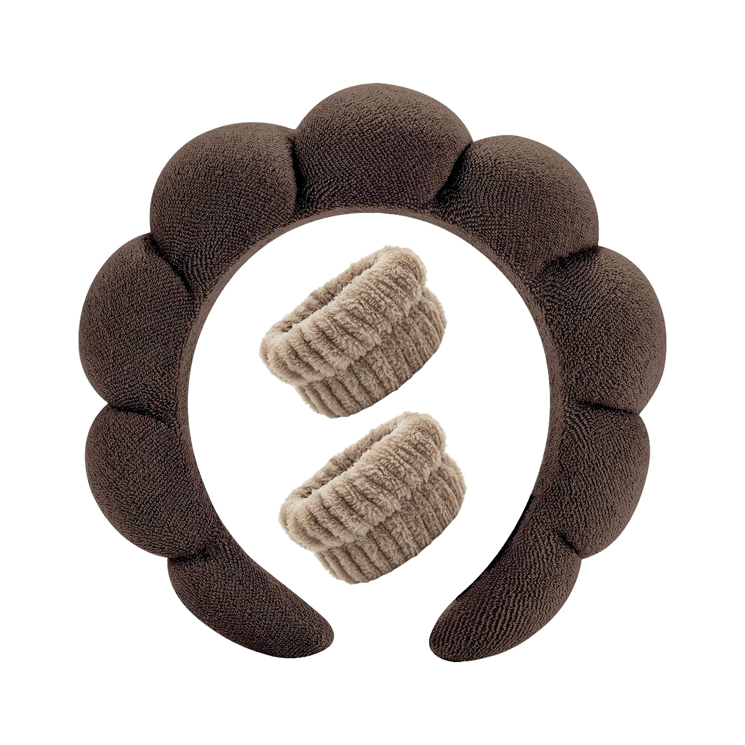 Wholesale of two-piece sets of facial cleansers, cloud sponges, hair bands and wrist headbands for high-head women in Europe and America, which are popular cross-border products Item Picture