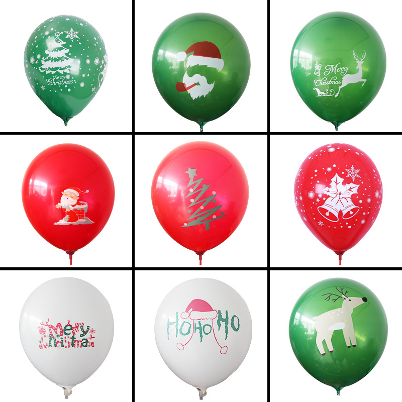 亚马逊圣诞节充气球礼品礼物布置派对用品加厚乳胶汽球套装饰批发图