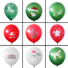 亚马逊圣诞节充气球礼品礼物布置派对用品加厚乳胶汽球套装饰批发