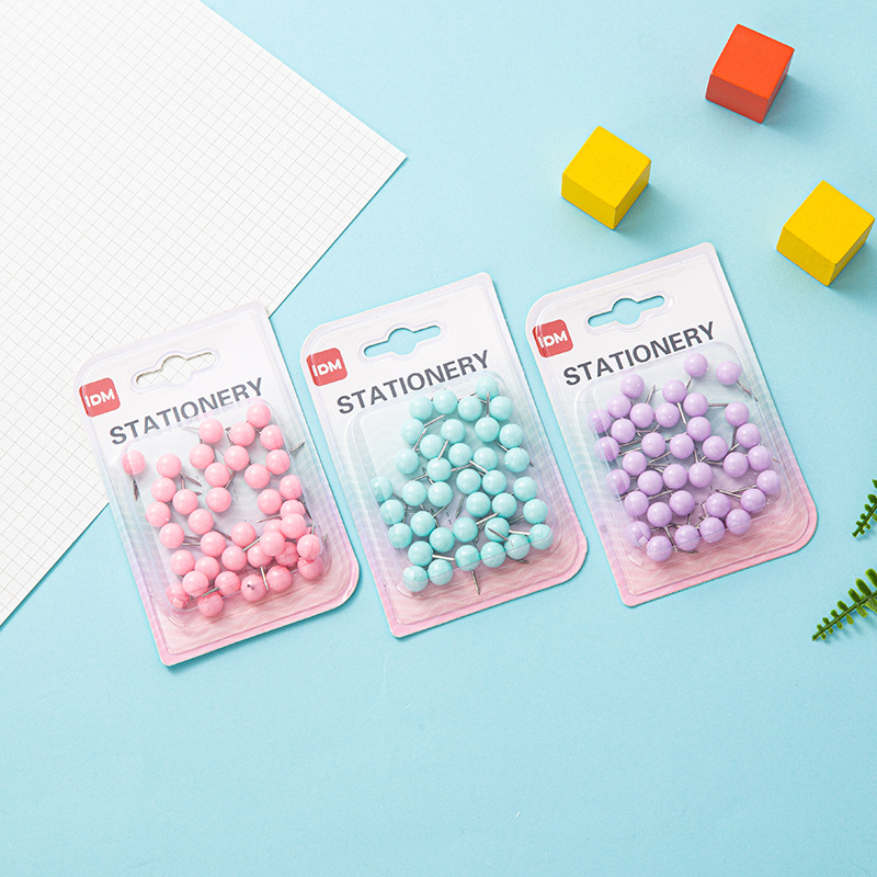 Factory-customized macaron-colored earth nails, fresh and clean round picture nails, fully absorbent packaging, cork board decorative press nails