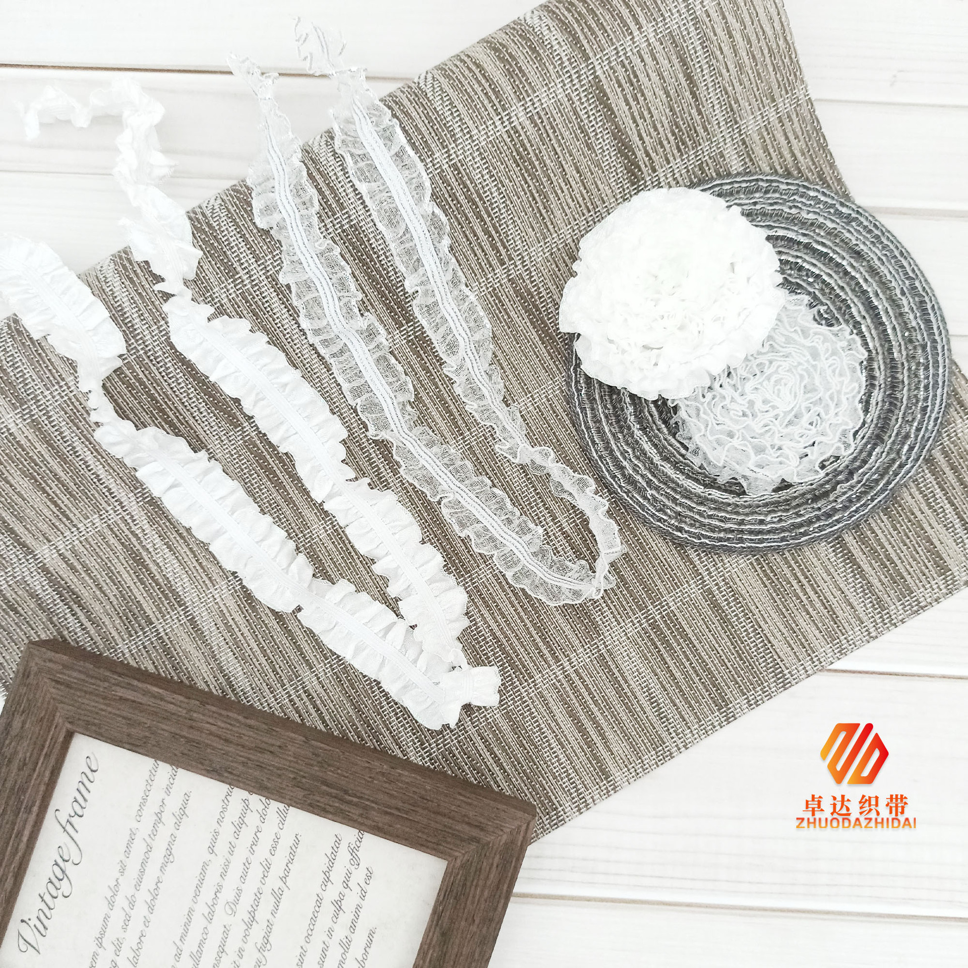 Manufacturers Spot Silver Silk Wooden Ear Lace Elastic Fish Silk Swimsuit Hair Accessories Women's Hem Elastic Ribbon Breathable details Picture