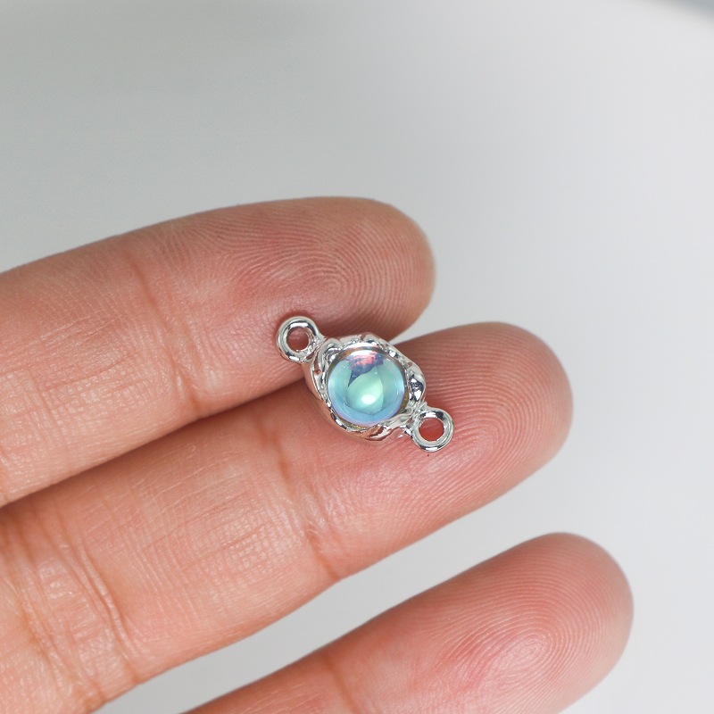 Color-preserving electroplated alloy point diamond moonstone double pendant Planet star DIY earrings pendant bracelet necklace accessory matching Specification image