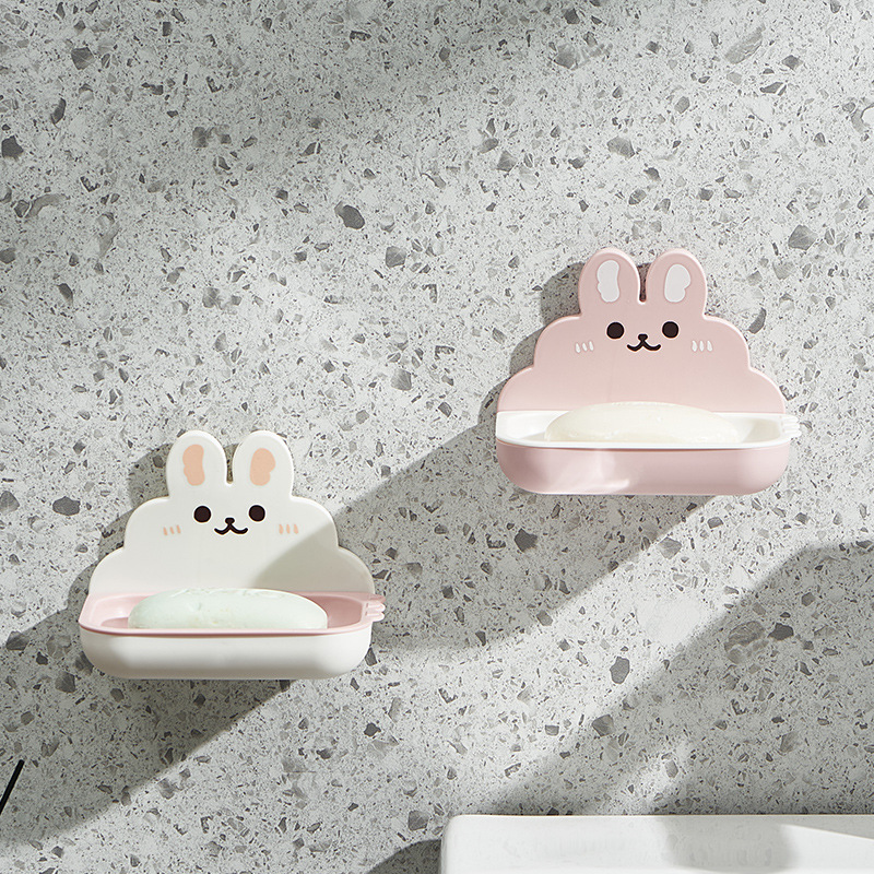 G59 Cute rabbit-shaped soap box, home bathroom no-drilling creative soap rack, Double-layer draining soap box wholesale Application Scenario