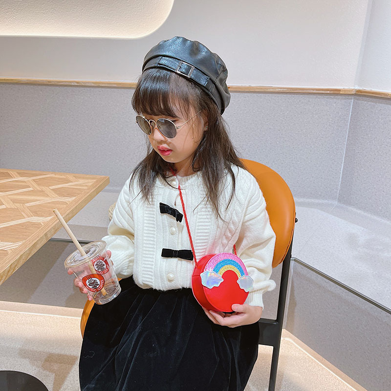 New PU small bag for girls, mini crossbody bag for toddlers and babies, cartoon and cute rainbow coin purse for girls Specification image