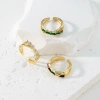 Retro emerald trapezoidal colored zircon ring, light luxury and niche design, brass plated with 18K gold geometric open ring Specification image