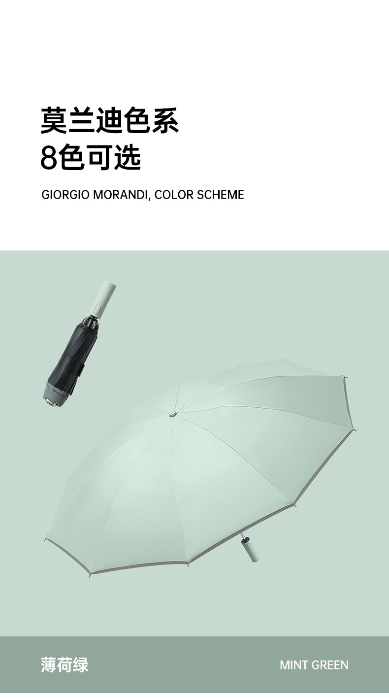 10-bone three-fold reverse black rubber umbrella in stock, umbrella, advertisement, printed LOGO, color matching, handle, sun protection and shade umbrella pic 10