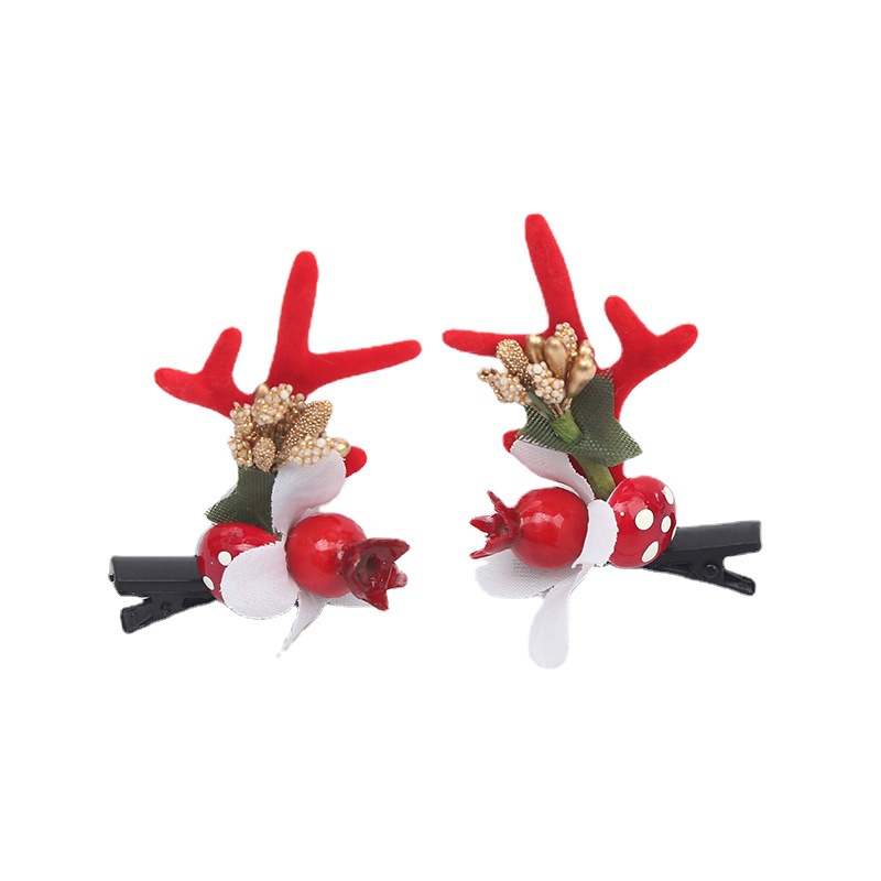 Christmas cute pom-pom hair accessories, antler hair bands, girl's decorative hair clips, headbands, forest-style girl's hair accessories wholesale Item Picture