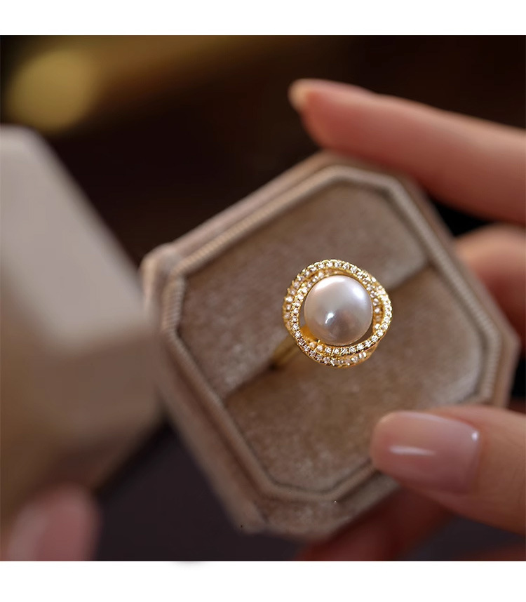 玫瑰花天然淡水珍珠戒指轻奢高级感新中式小众开口手饰品指环批发详情13