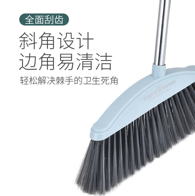 Thickened single broom and dustpan set for home use, stainless steel non-stick plastic hard bristle sweeping broom