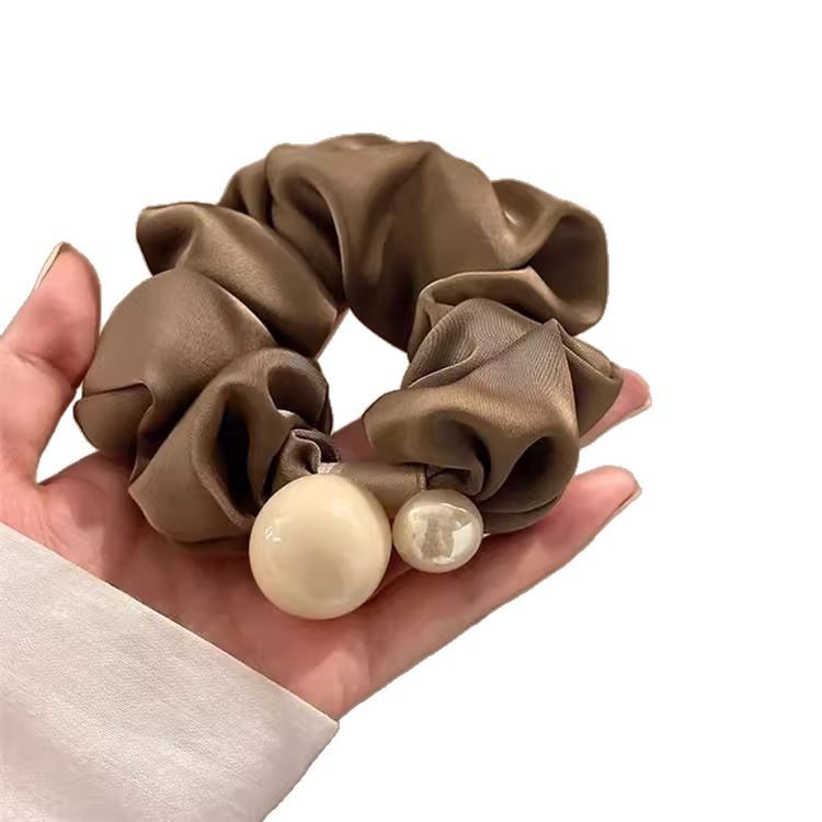 Simple pearl large intestine hair band headband 2025 new style rubber band women's hair tie, elegant leather case, high appearance level hair band Item Picture