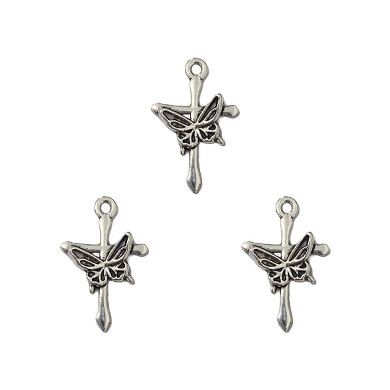DIY zinc alloy jewelry accessories, cross butterfly pendant, punk style necklace, bracelet, beaded earrings, pendant