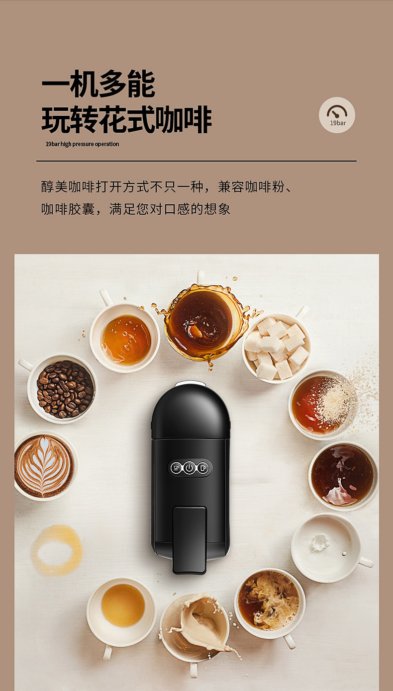 Cross-border foreign trade Italian capsule coffee machine, portable office commercial small household American coffee pot pad pic 16
