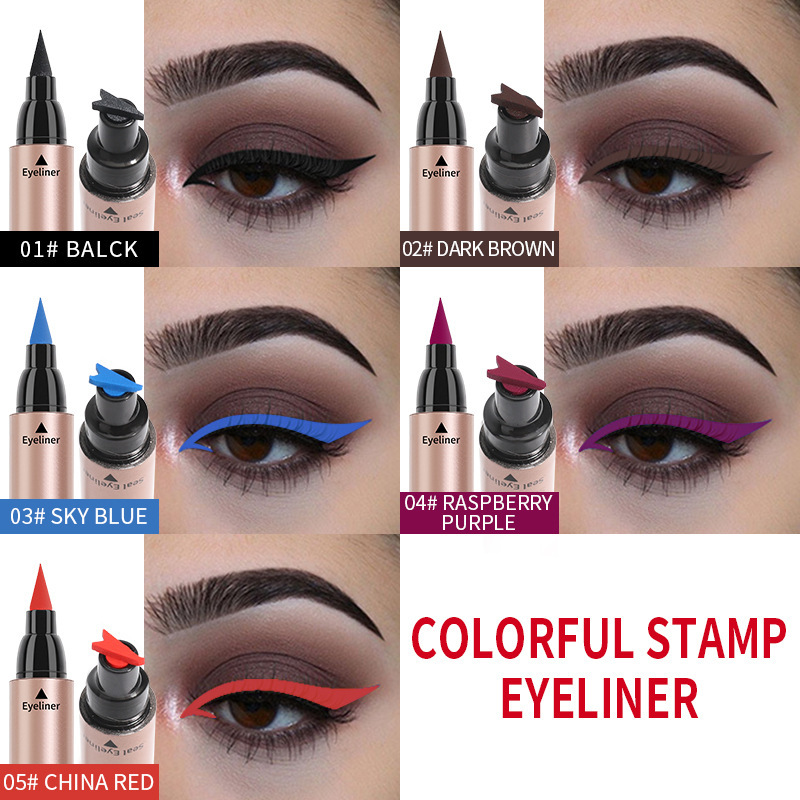 Qic Double Head Seal Eyeliner Sweat-Proof, Waterproof, Non-Smudging Triangle Seal Liquid Eyeliner Cross Border Makeup details Picture