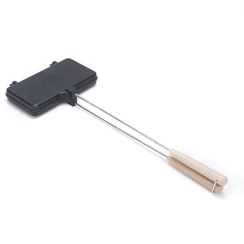 Sandwich long handle baking pan, home breakfast non-stick, outdoor gas double-sided frying pan, toast and bread non-stick coating Item Picture