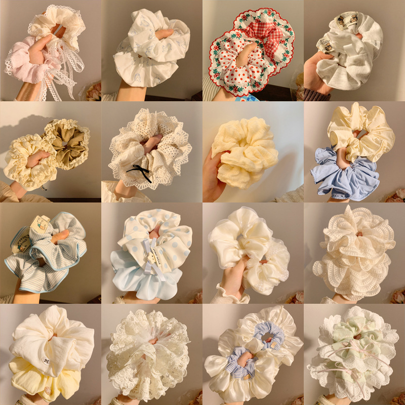 法式复古大肠发圈女高级感缎面韩系皮筋发绳森系头绳发饰大号头饰