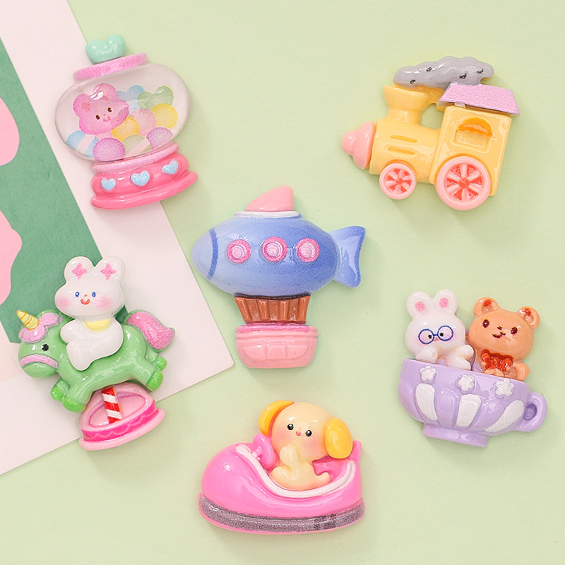 Amusement Park Airship Train Trojan Diy Cream Glue Mobile Phone Shell Hair Accessories Shoe Buckle Resin Accessories Wholesale Specification drawing