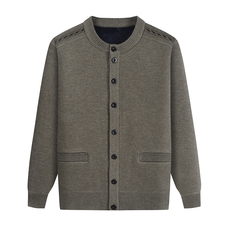 For middle-aged and elderly fathers, there are cardigans, sweaters, warm knitted sweaters for autumn and winter, thickened fleece coats for grandfathers, and men's clothes for the elderly Item Picture