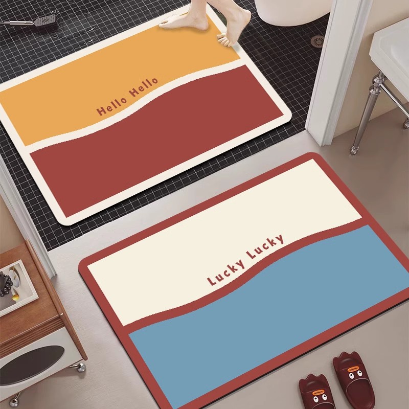 拼格撞色浴室地垫吸水耐脏硅藻泥地垫家用厕所门口脚垫速干防滑垫详情2