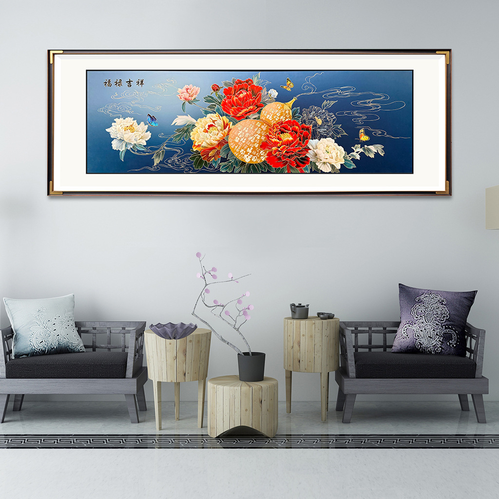 国潮高档大气铜雕工艺福禄吉祥铜板画客厅装饰画玄关画