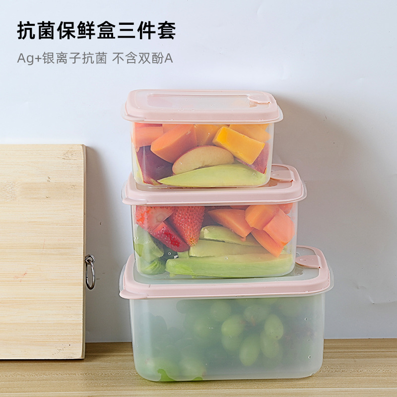 Processing custom crisper three sets of plastic transparent food sealed box Kitchen storage box logo