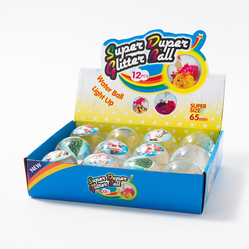 Wholesale Christmas glittering crystal balls, seven-color luminous bouncy balls, jumping balls, glittering children's led water balls toys details Picture