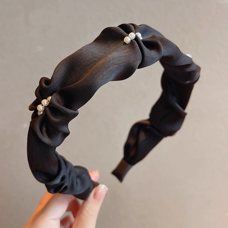High top pearl hairband for women, a popular 2025 new autumn and winter hair band, face-washing headband, wide edge pressure hairpin headwear pic 14