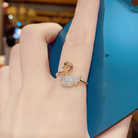 镶钻小天鹅戒指女时尚个性食指指环网红冷淡风轻奢设计感开口戒女