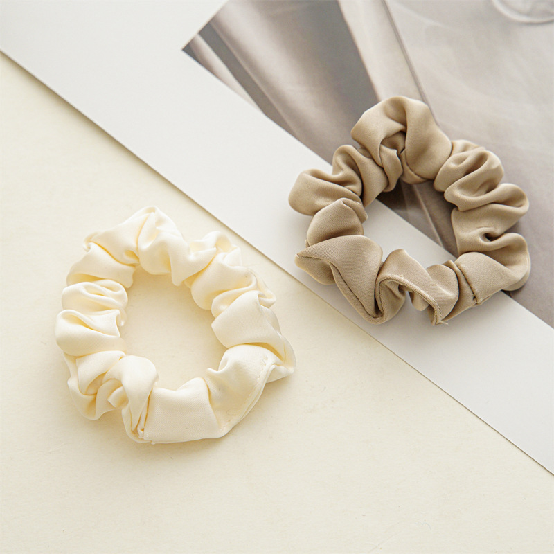 2025 Simple and elegant French solid color satin small intestine hair tie, versatile for women, high-end and elegant hair tie headband Specification image