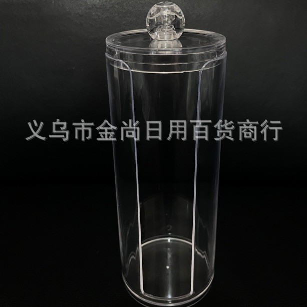 Large long cylindrical storage box, cotton pad storage jar, bamboo and wood lid, electroplated lid, transparent lid, makeup brush storage box Application Scenario