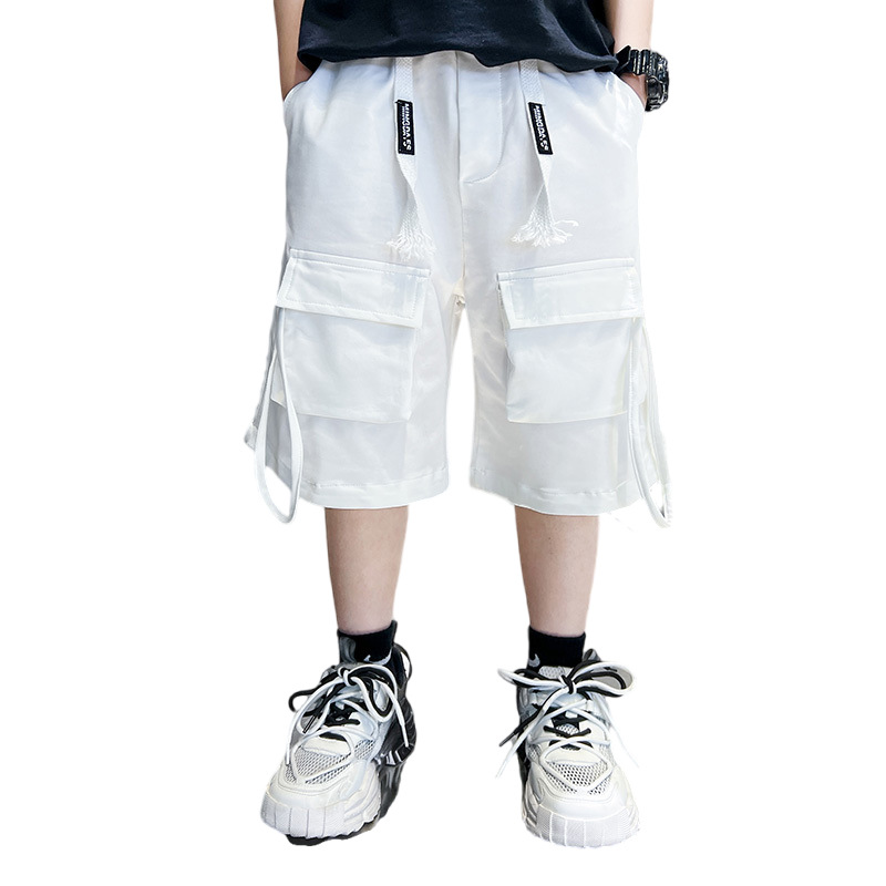 Summer solid color pants for boys, 2023 new style children's workwear shorts, boys' casual sports pants Item Picture