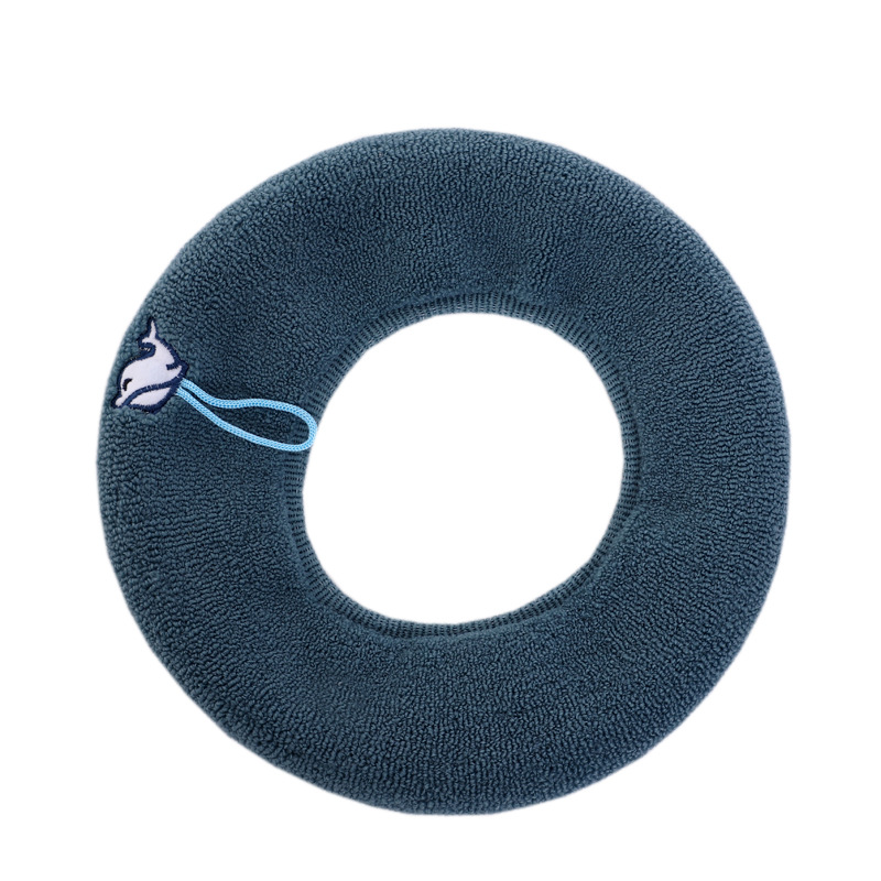 Simple Creative Embroidery Polyester Seat Cushion Handle Thick Toilet Cover New Solid Color Knitted Toilet Seat Cushion Wholesale Item Picture