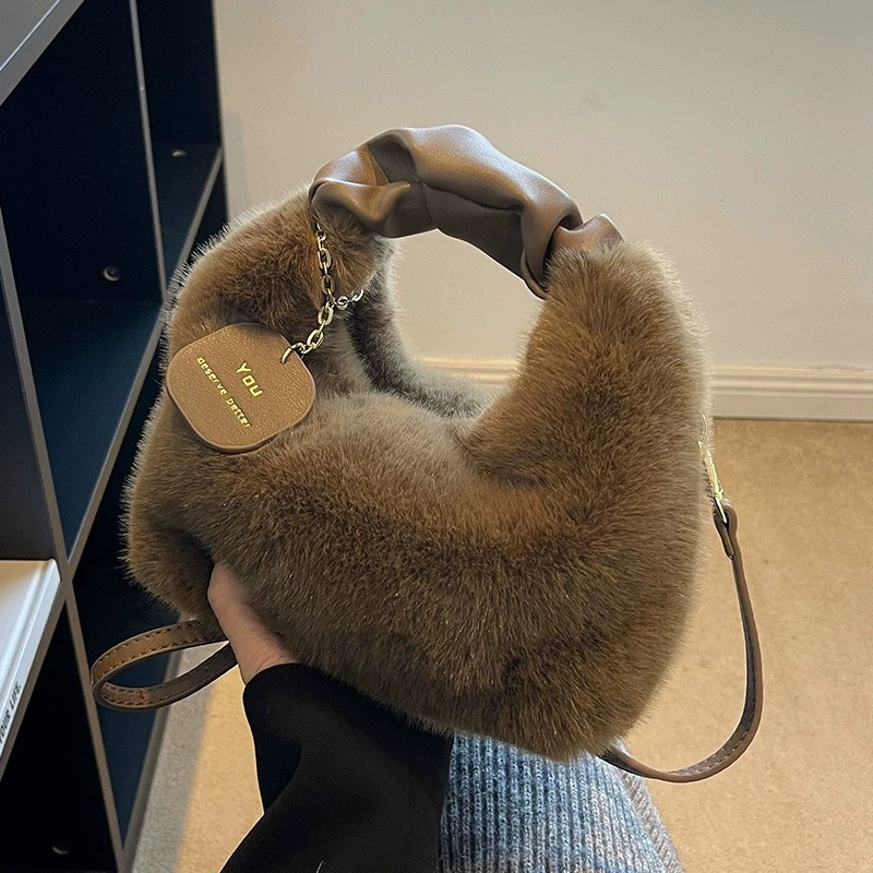 毛绒手提包包女2024新款时尚秋冬质感毛毛包百搭小众链条斜挎包详情16