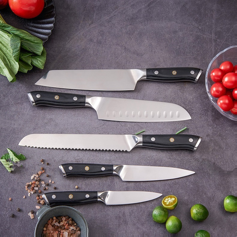 Factory Stock Steel Head Nail Chef Knife Cutting Bread Universal Japanese Cuisine Knife Handle Molybdenum Vanadium Steel Cross-Border Knife Set Specification drawing