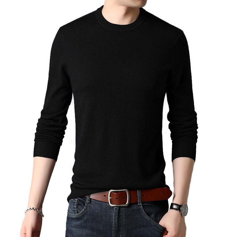 Pure wool men's woolen sweater for autumn, new men's round neck solid color, trendy and fashionable casual knitted 3F61112 Application Scenario