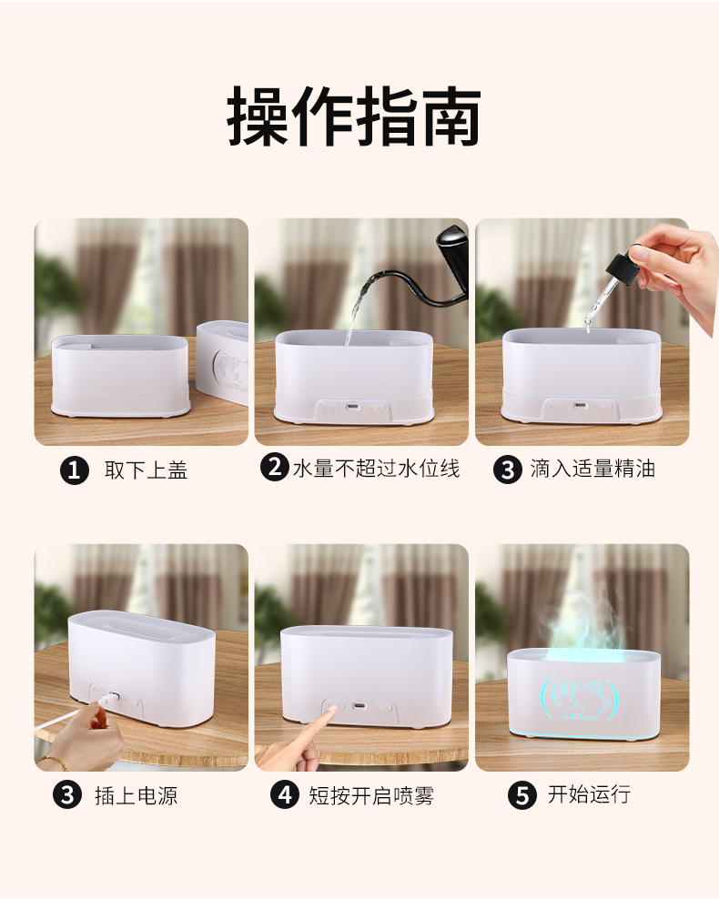 新款地圖火焰香薰機(jī) 氛圍感臥室辦公加濕精油香薰機(jī)詳情13