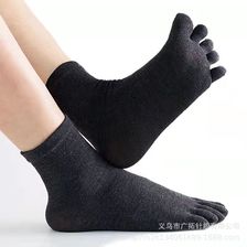 一件代发 五指袜男纯棉中筒分趾袜夏季薄款纯色五趾袜子厂家直销